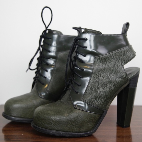 Alexander Wang Dakota Lace Up Bootie, Spruce Green Ankle Boot, Women's Size 40 - Picture 3 of 10
